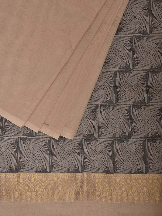 Cream Venkatagiri Cotton Saree with Body Buta and Pallu Design v0199