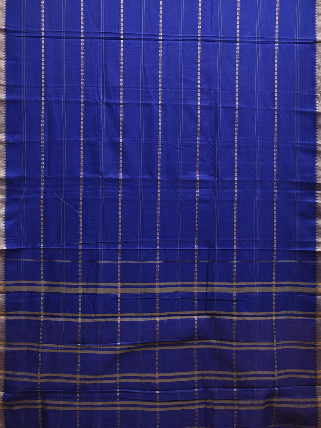 Blue Venkatagiri Cotton Saree with Strips Design No Blouse v0202