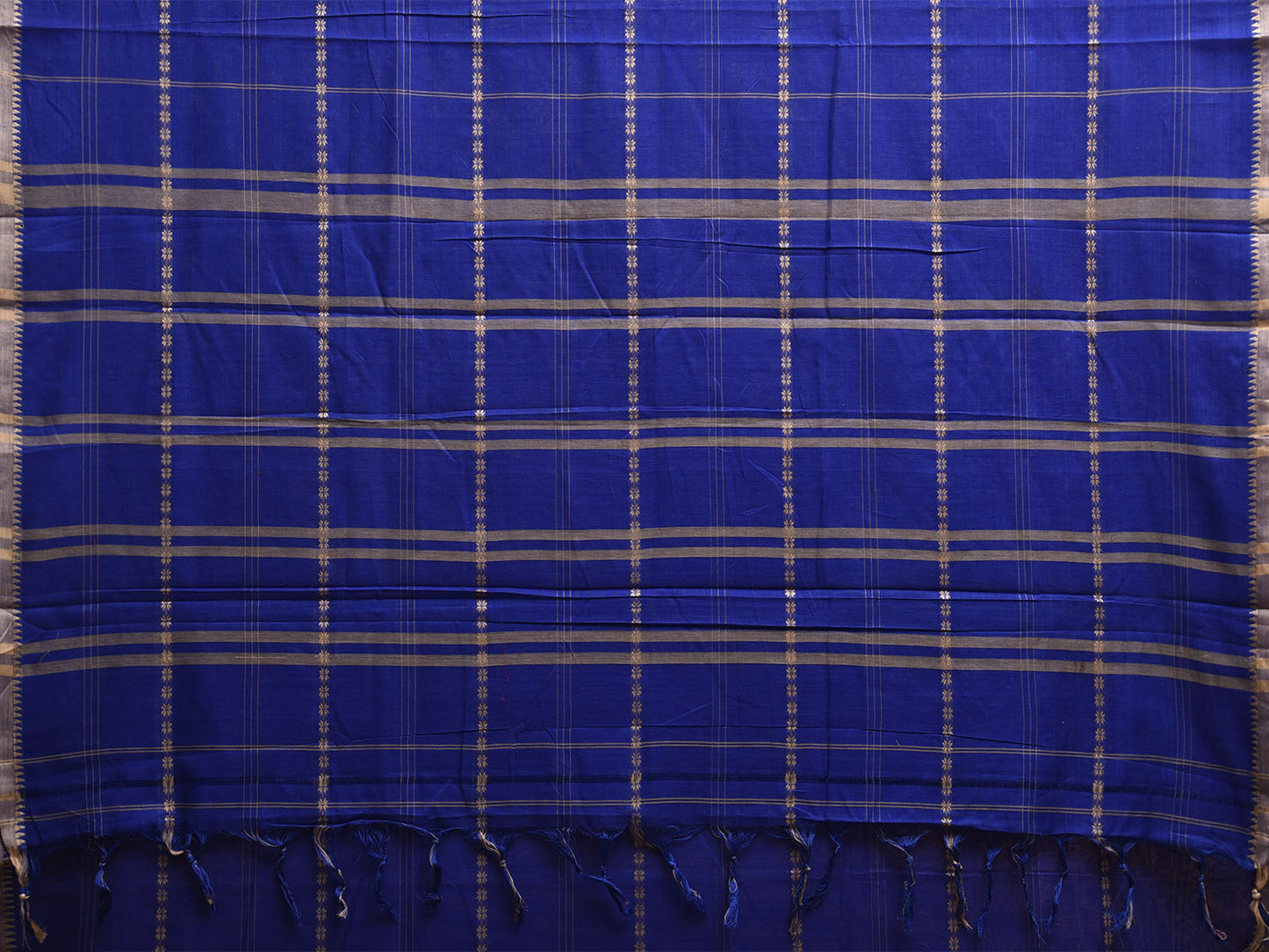 Blue Venkatagiri Cotton Saree with Strips Design No Blouse v0202