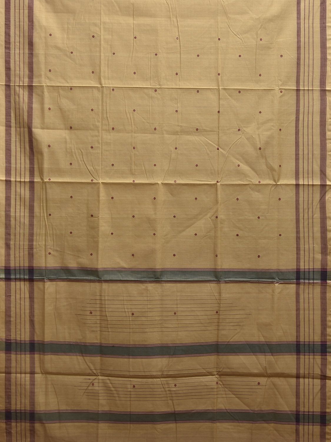 Light Yellow Venkatagiri Cotton Saree with Strips Pallu and Border Design No Blouse v0203