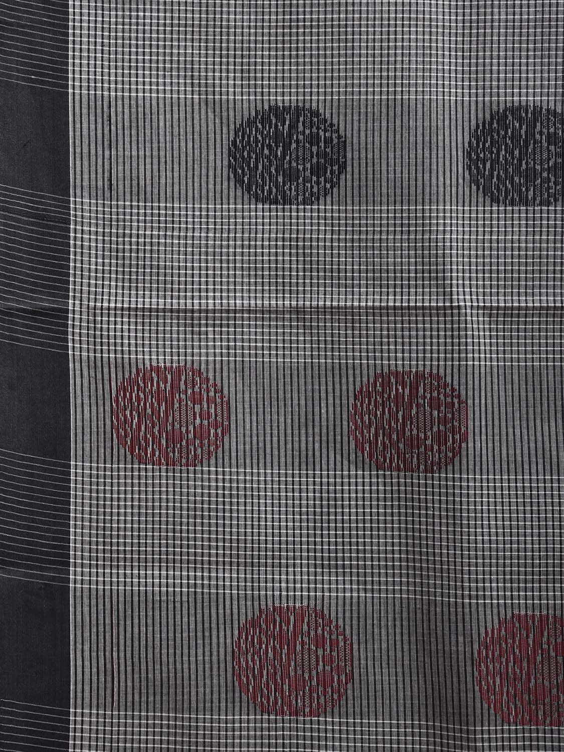 Black and Red Venkatagiri Cotton Saree with Body Buta and Pallu Design v0206