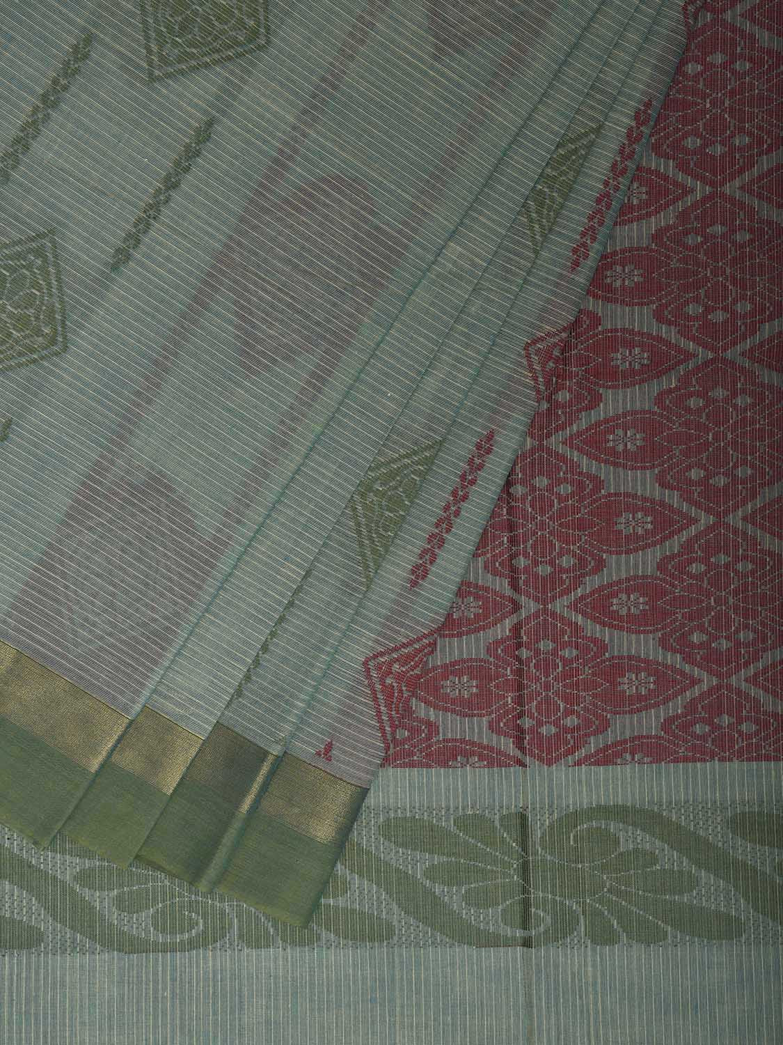 Light Green Venkatagiri Cotton Saree with Body Buta and Pallu Design v0209