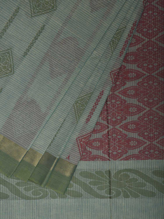 Light Green Venkatagiri Cotton Saree with Body Buta and Pallu Design v0209
