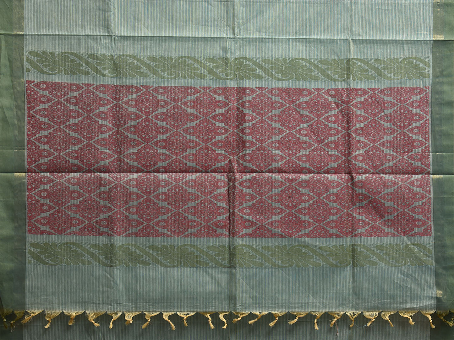 Light Green Venkatagiri Cotton Saree with Body Buta and Pallu Design v0209
