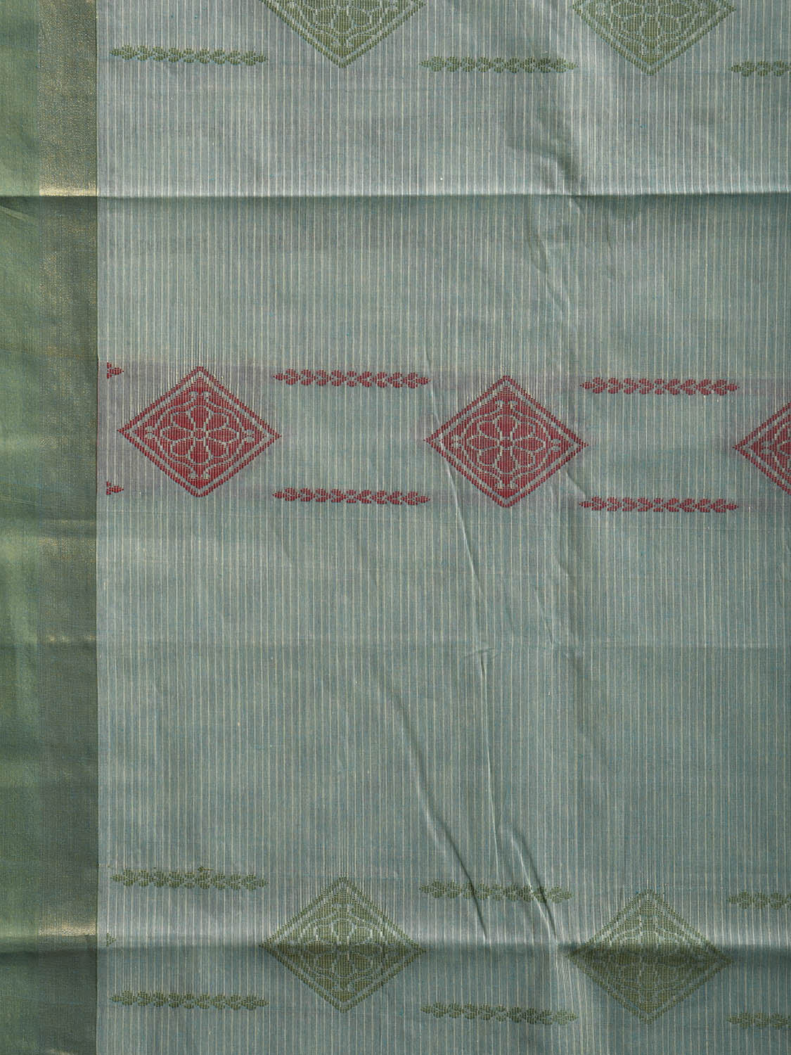 Light Green Venkatagiri Cotton Saree with Body Buta and Pallu Design v0209