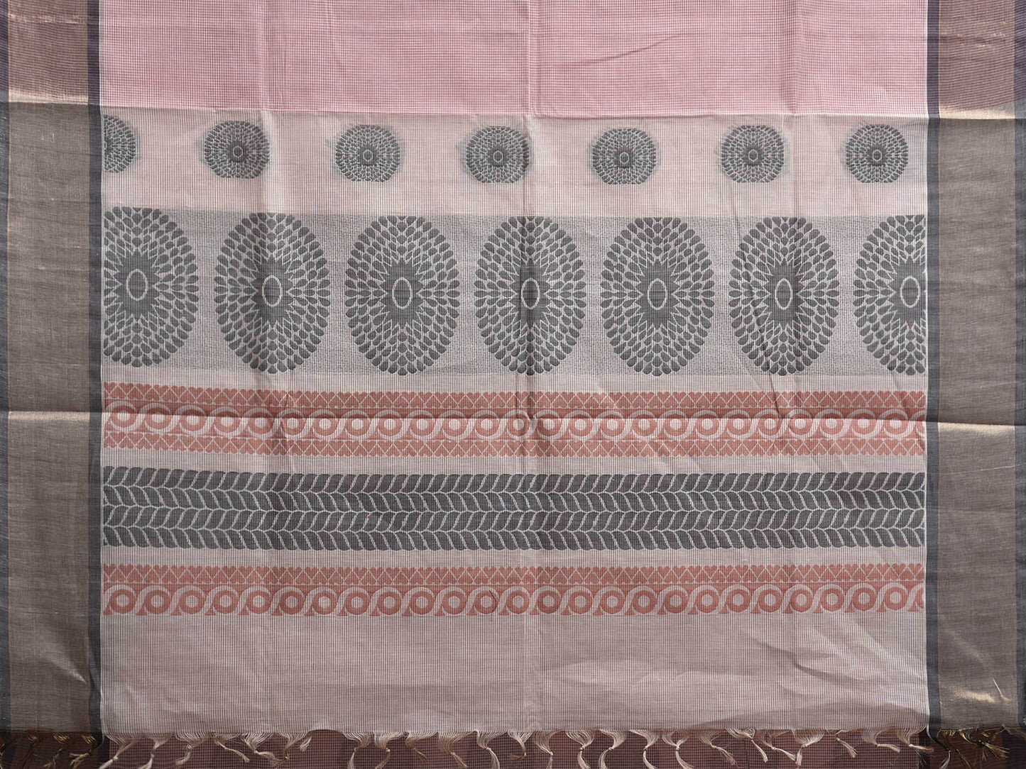 Pink and Black Venkatagiri Cotton Saree with Body Buta and Pallu Design v0211