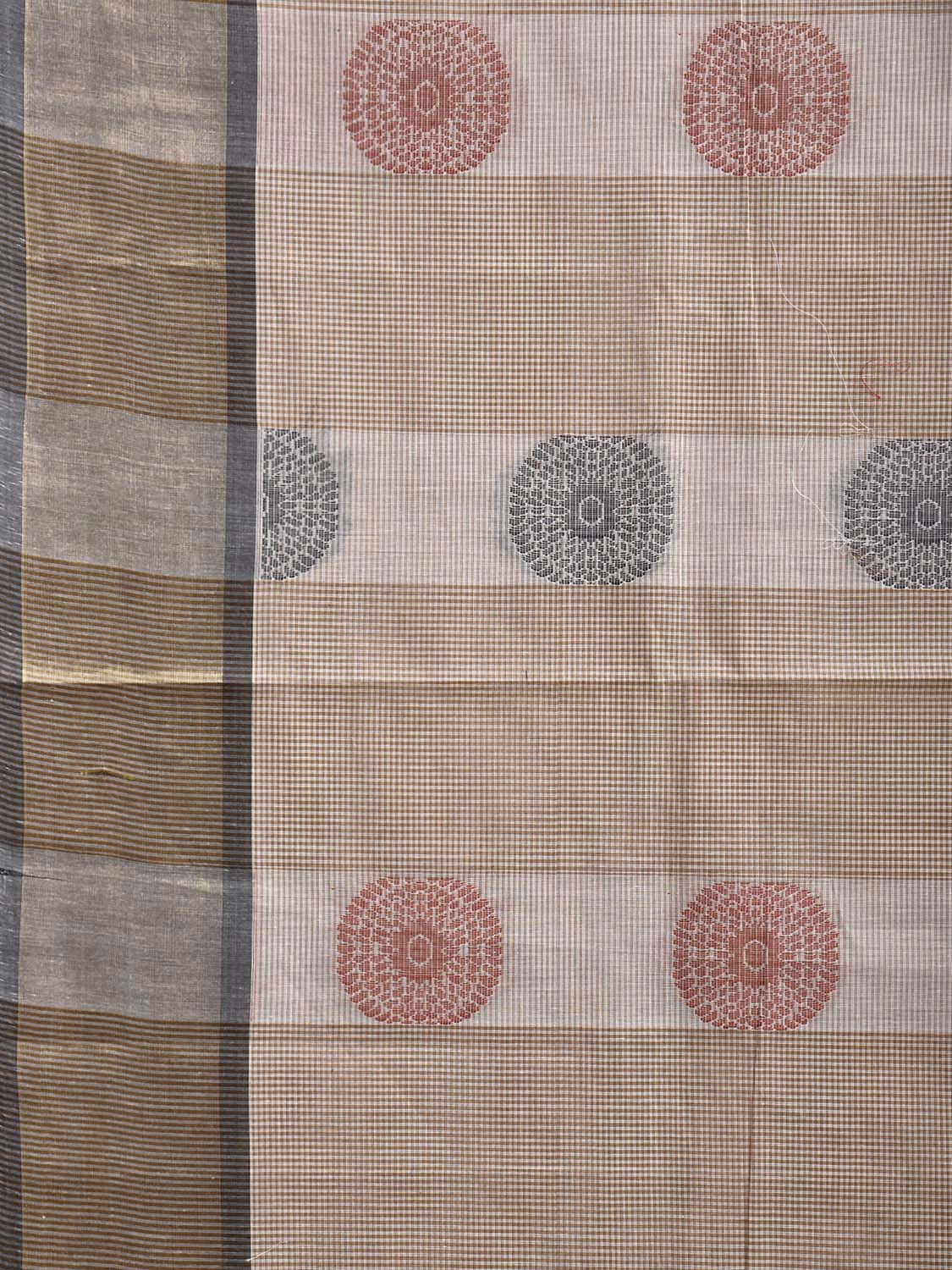 Orange and Black Venkatagiri Cotton Saree with Body Buta and Pallu Design v0212