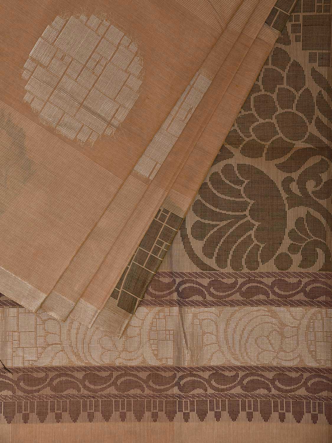 Light Orange Venkatagiri Cotton Saree with Body Buta and Pallu Design v0217