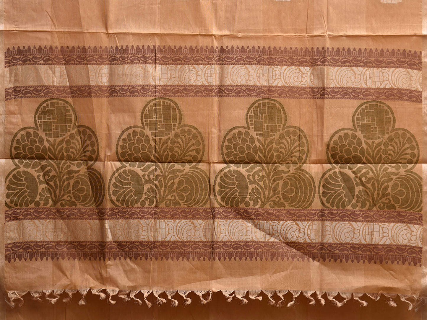 Light Orange Venkatagiri Cotton Saree with Body Buta and Pallu Design v0217