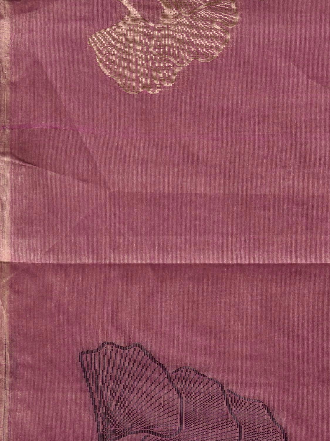 Burgundy Venkatagiri Cotton Saree with Leaves Buta Design v0220
