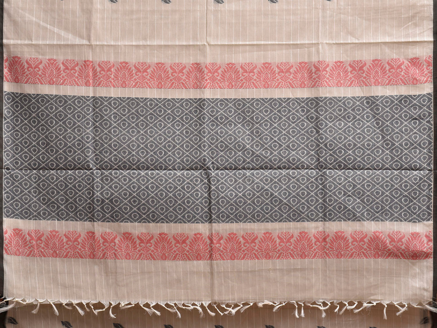 Cream Venkatagiri Cotton Saree with Buta and Pallu Design v0222