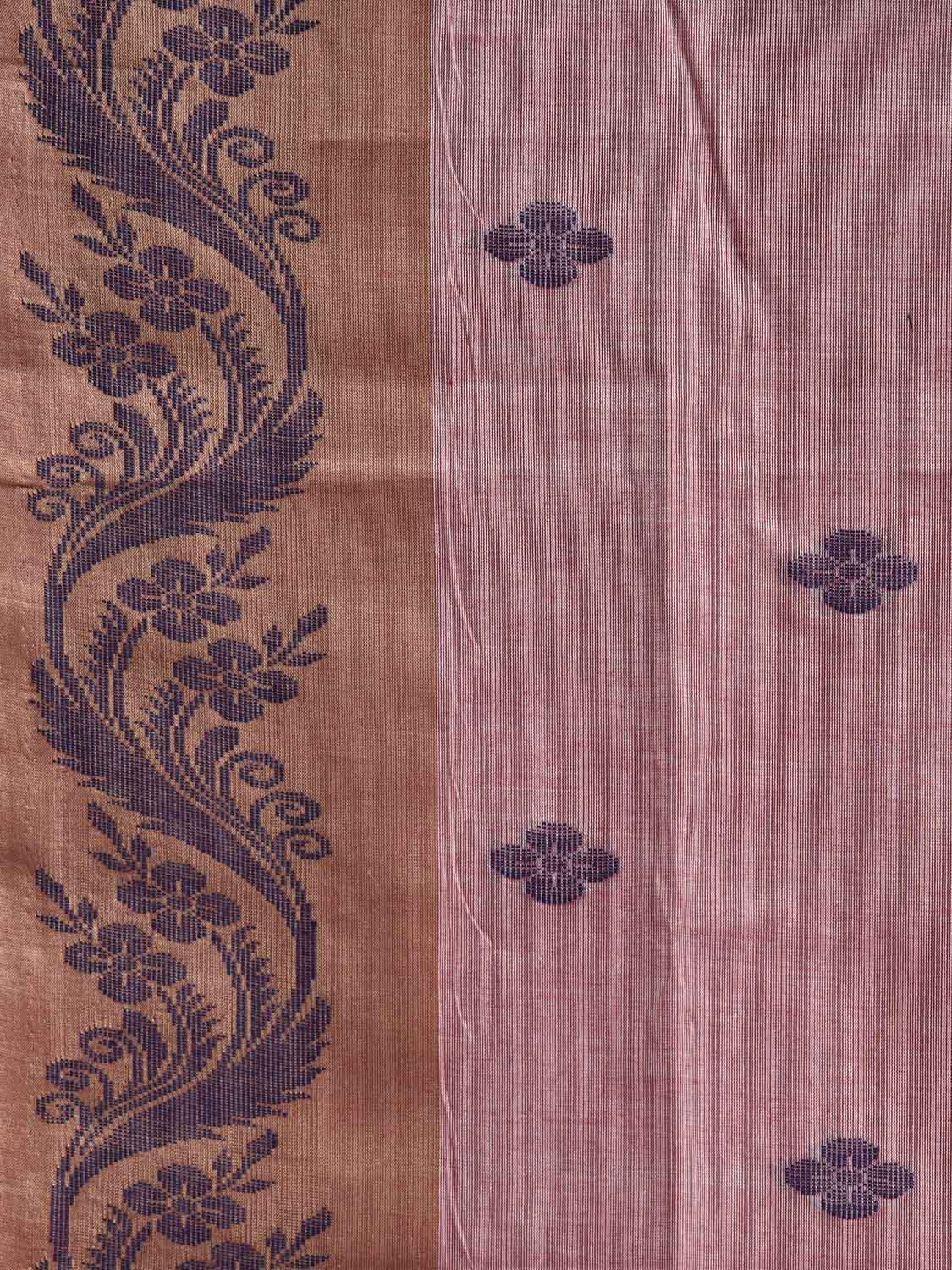 Peach and Blue Venkatagiri Cotton Saree with Border and Pallu Design v0226