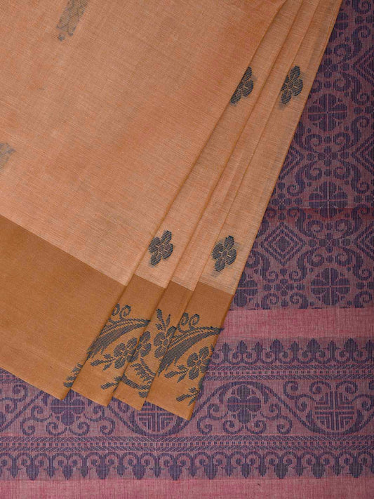 Light Orange and Peach Venkatagiri Cotton Saree with Border and Pallu Design v0227