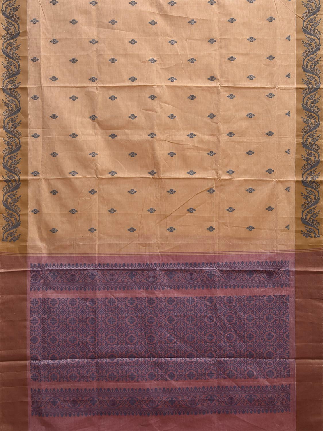 Light Orange and Peach Venkatagiri Cotton Saree with Border and Pallu Design v0227