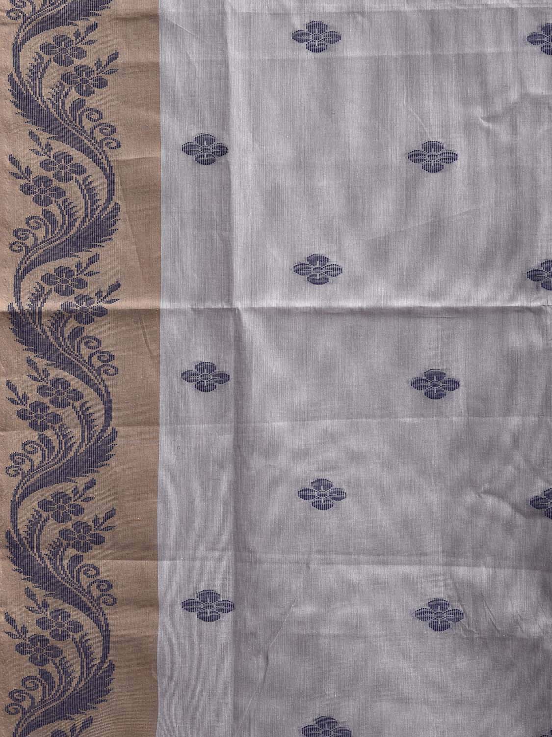 Light Grey and Sea Green Venkatagiri Cotton Saree with Border and Pallu Design v0228