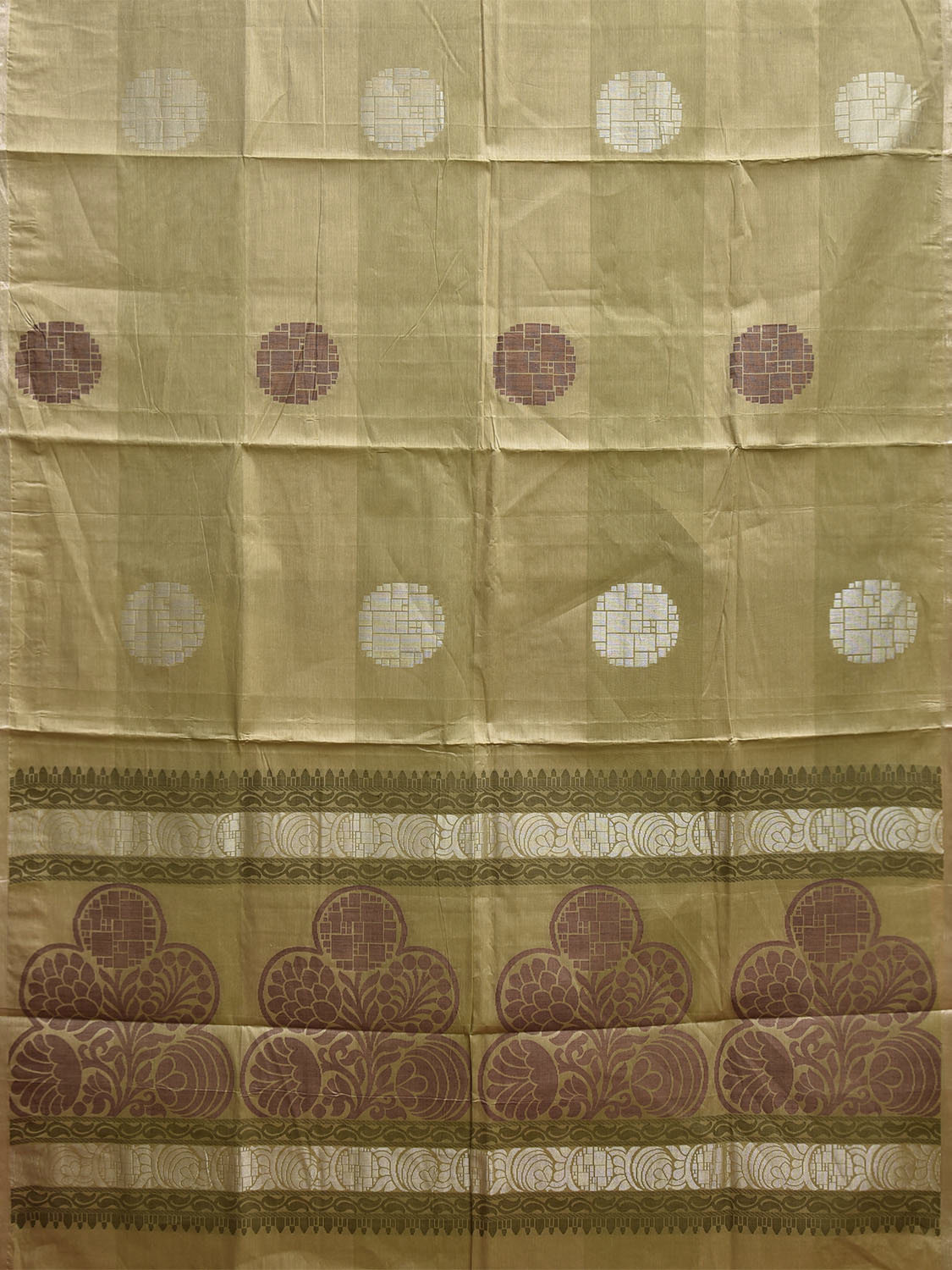 Light Green Venkatagiri Cotton Saree with Body Buta and Pallu Design v0231