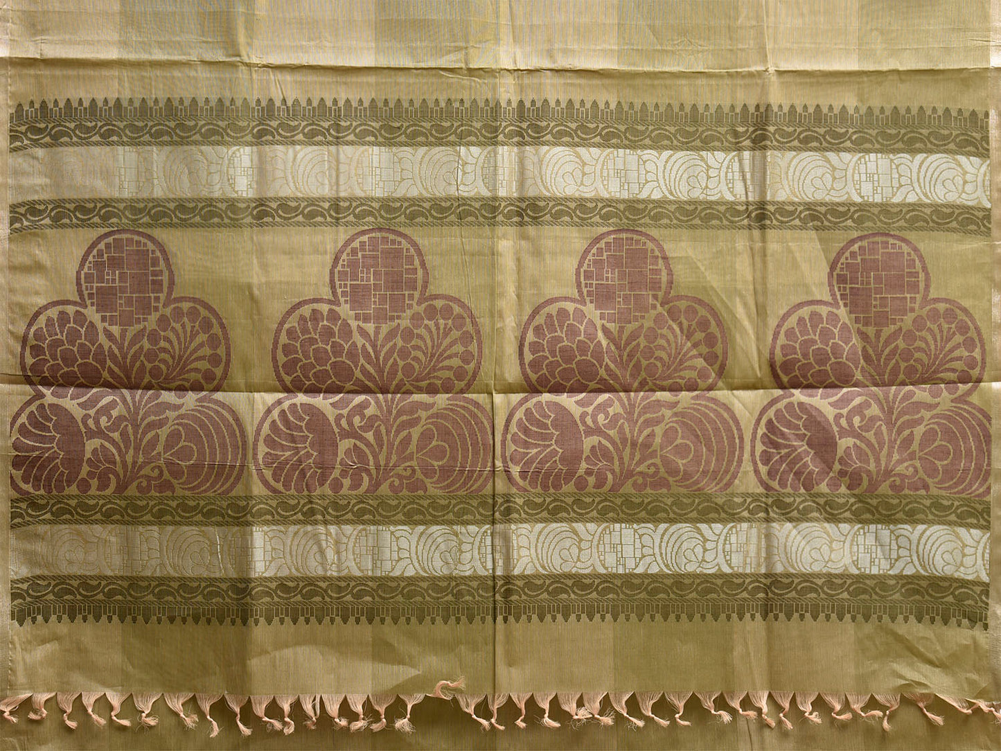 Light Green Venkatagiri Cotton Saree with Body Buta and Pallu Design v0231