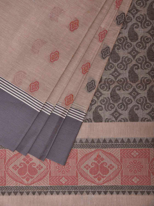 Cream Venkatagiri Cotton Saree with Body Buta and Pallu Design v0232