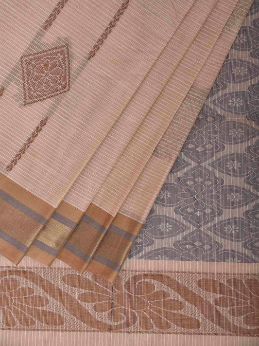 Cream Venkatagiri Cotton Saree with Body Buta and Pallu Design v0235