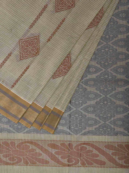 Light Green Venkatagiri Cotton Saree with Body Buta and Pallu Design v0236