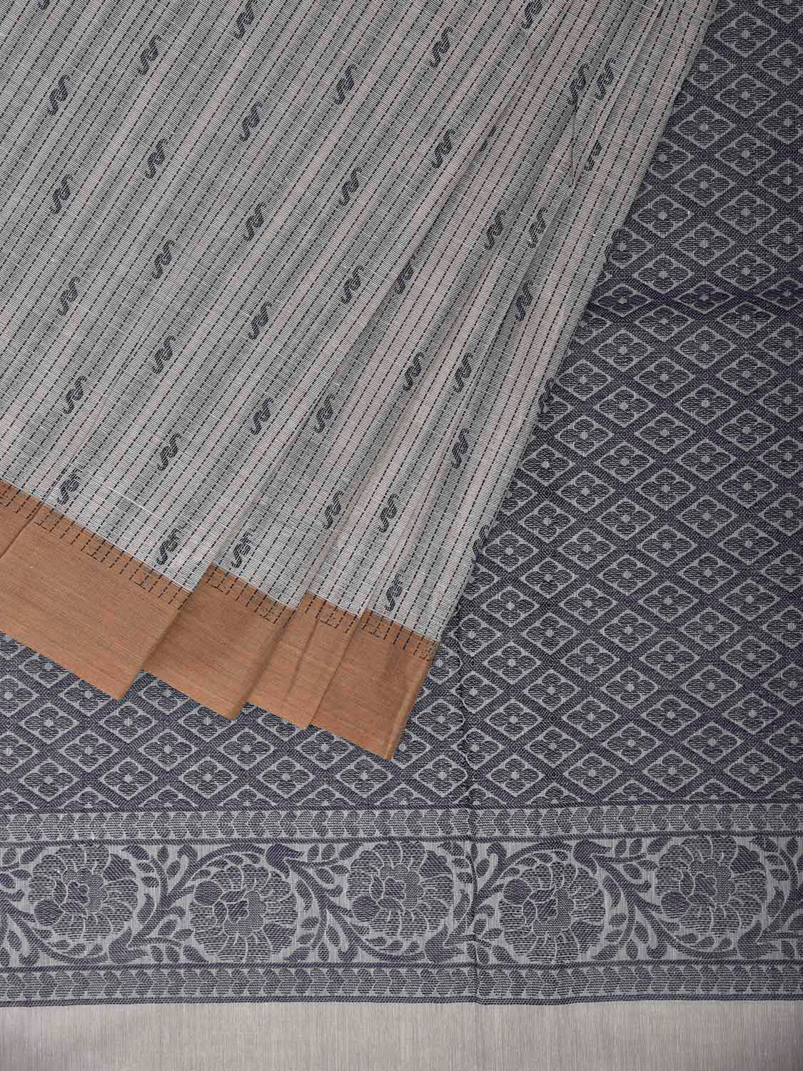 Light Grey Venkatagiri Cotton Saree with Pallu Design v0238