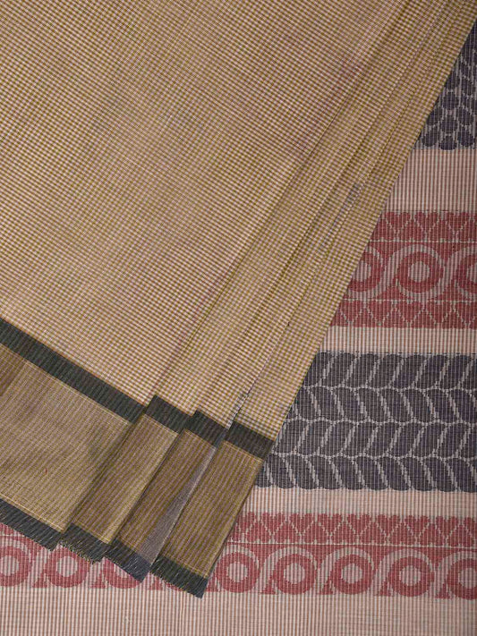 Olive and White Venkatagiri Cotton Saree with Round Buta Design v0239