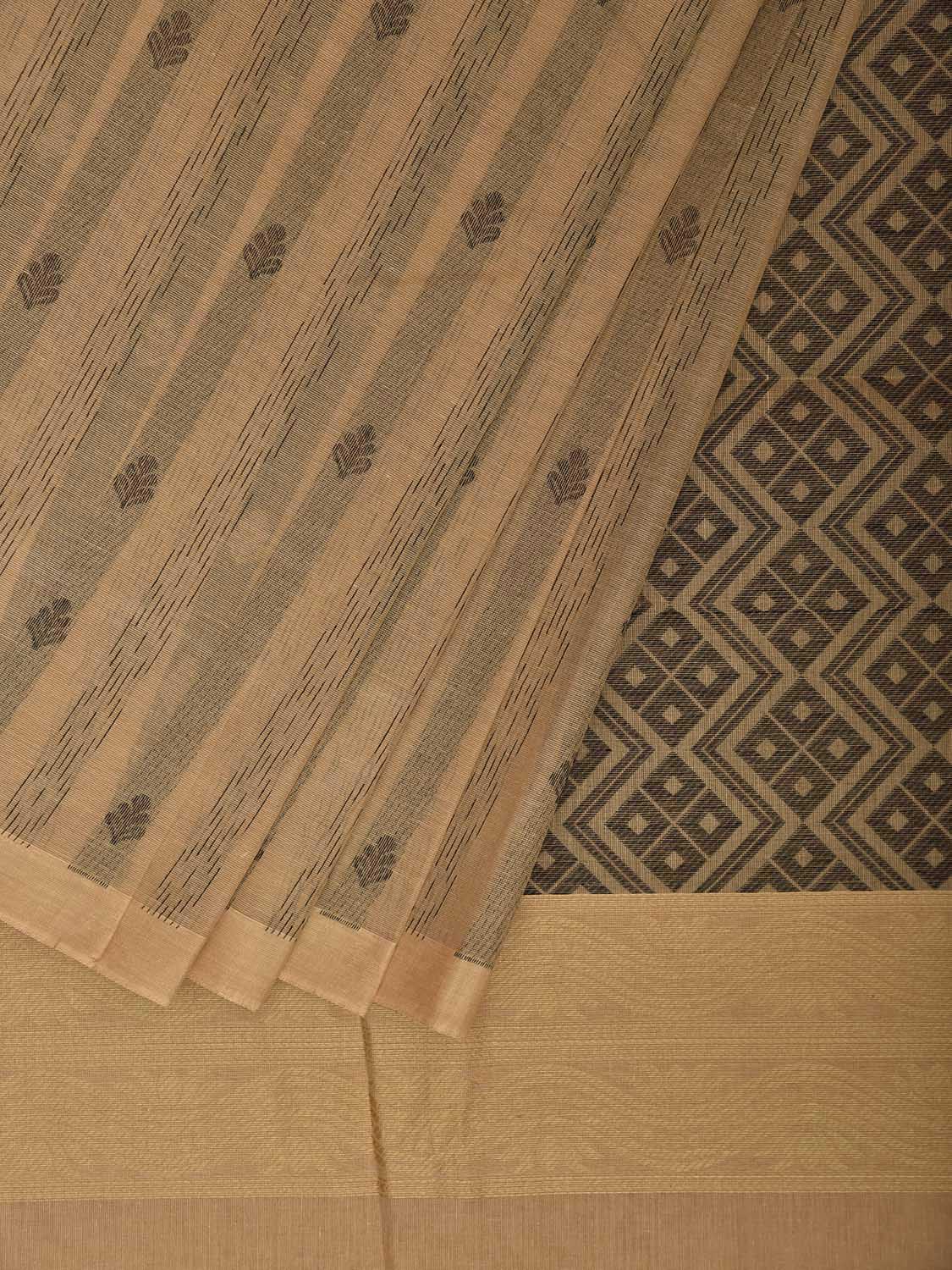 Light Fawn Venkatagiri Cotton Saree with Small Buta and Pallu Design v0241