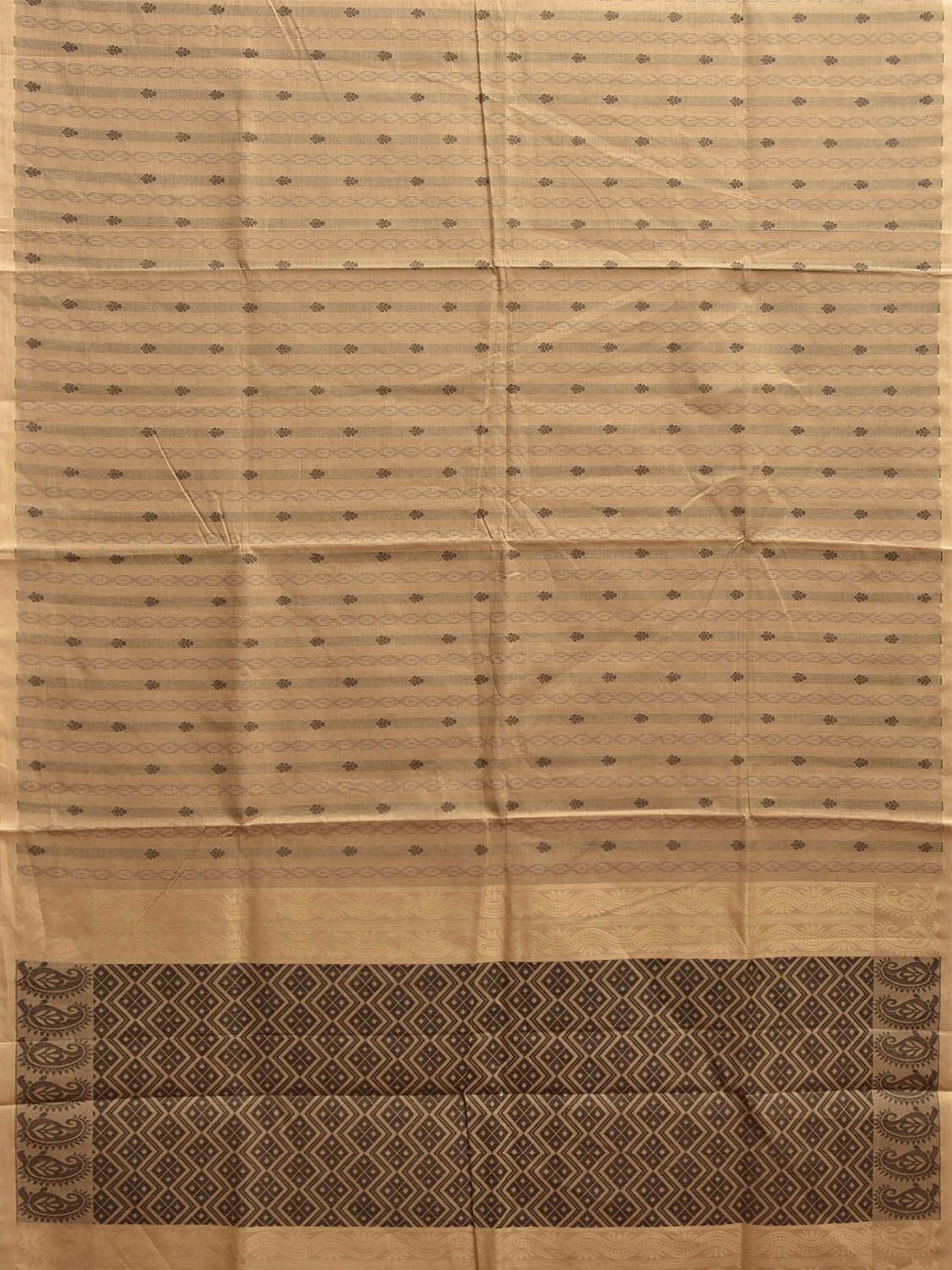 Light Fawn Venkatagiri Cotton Saree with Small Buta and Pallu Design v0241