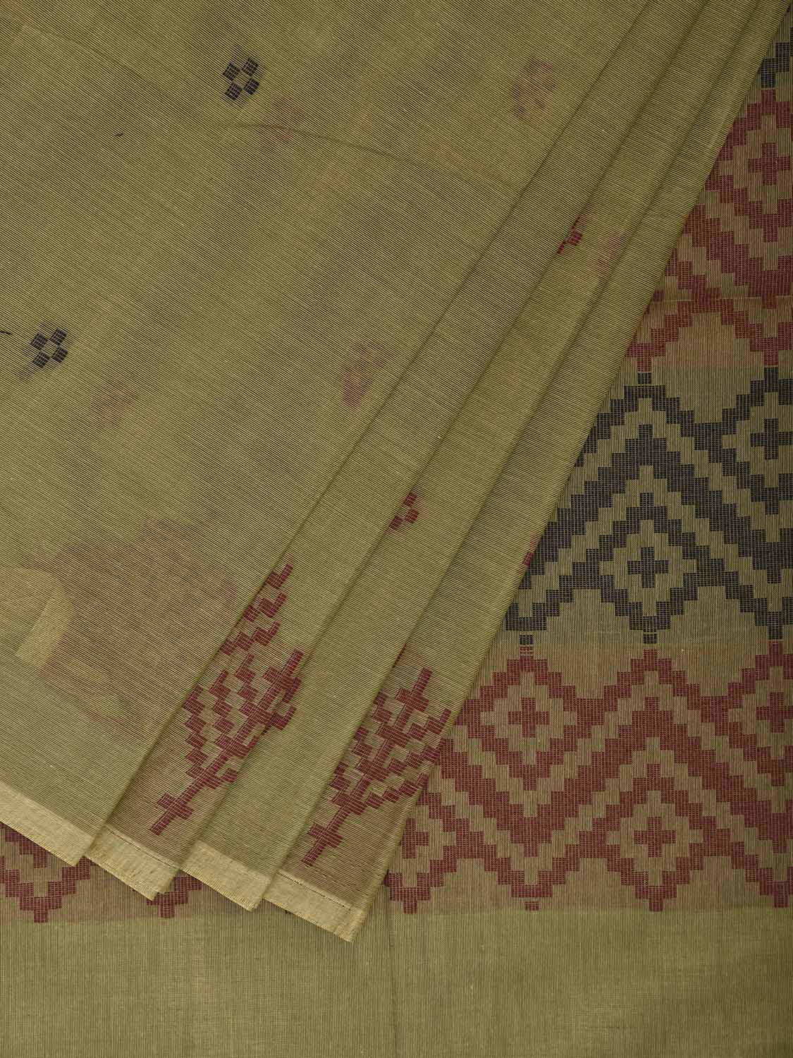 Light Green Venkatagiri Cotton Saree with Border and Pallu Design v0242