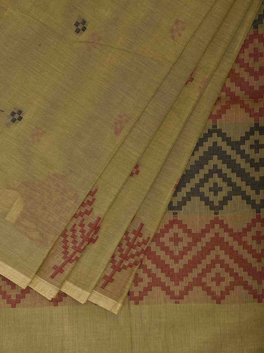 Light Green Venkatagiri Cotton Saree with Border and Pallu Design v0242