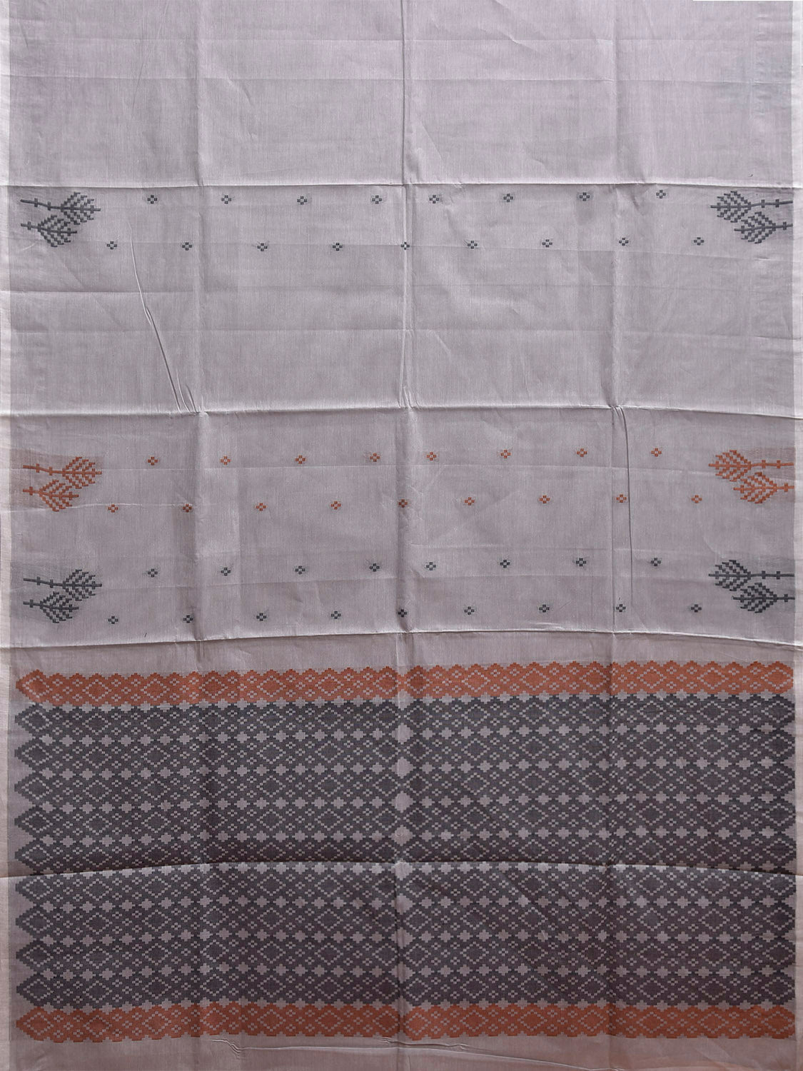 Light Grey Venkatagiri Cotton Saree with Border and Pallu Design v0243