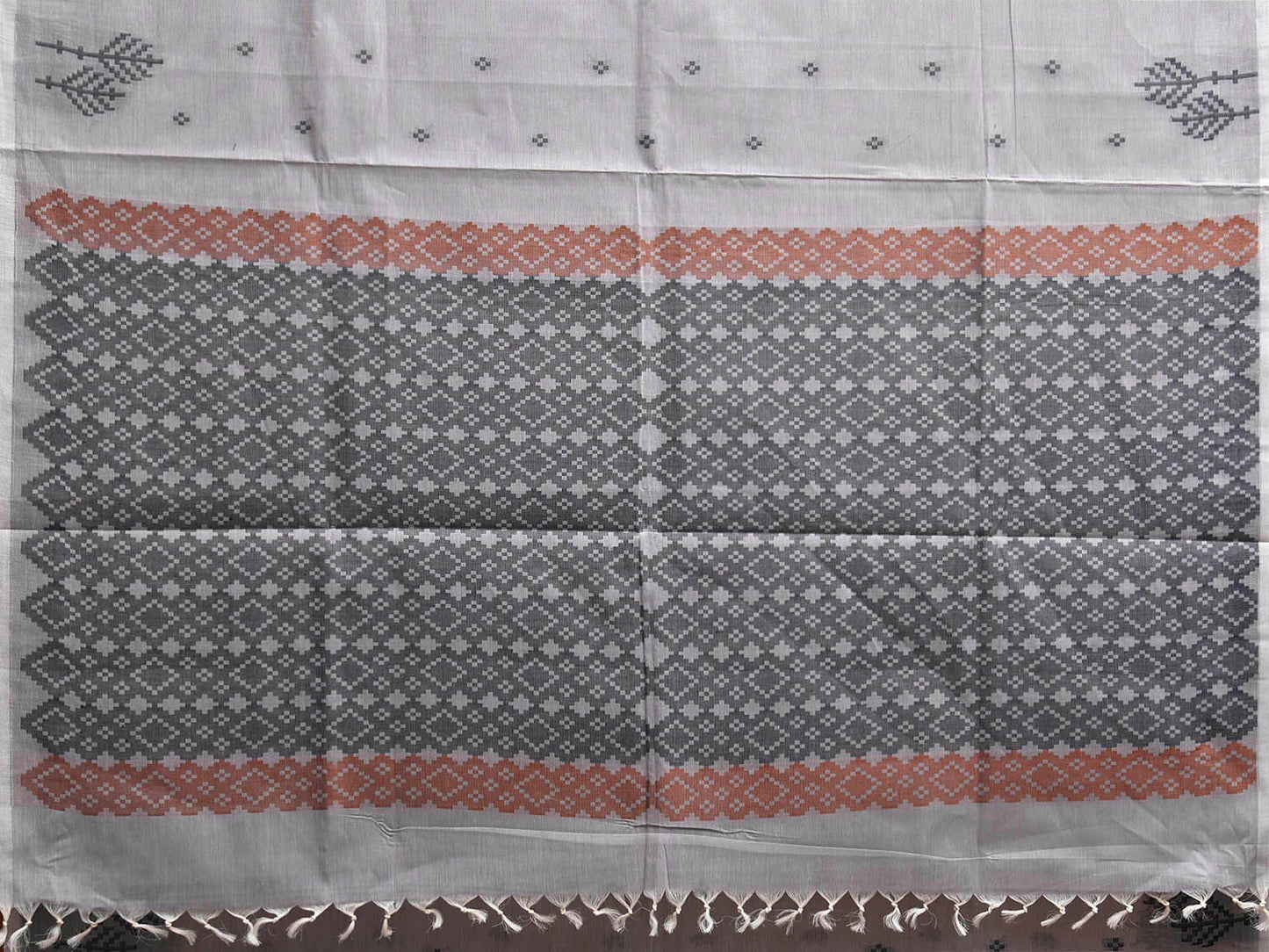 Light Grey Venkatagiri Cotton Saree with Border and Pallu Design v0243