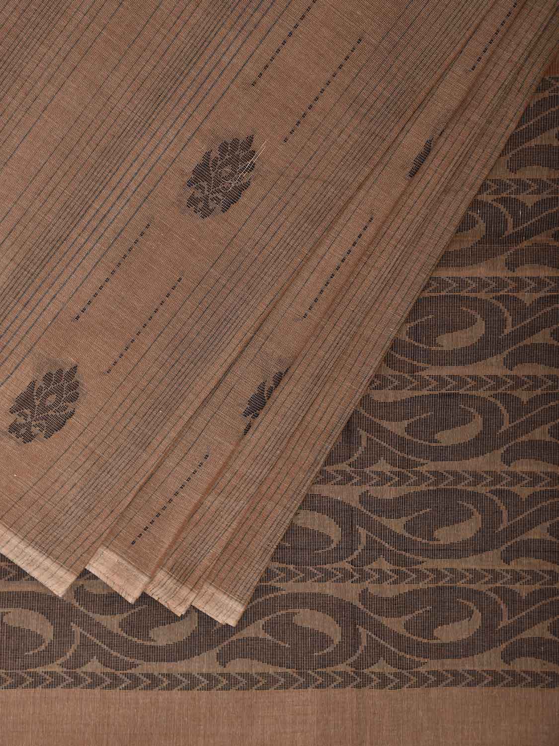 Light Fawn Venkatagiri Cotton Saree with Small Buta and Pallu Design v0244