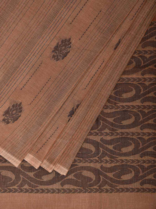 Light Fawn Venkatagiri Cotton Saree with Small Buta and Pallu Design v0244