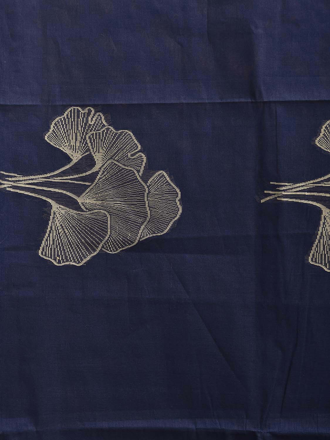 Dark Blue Venkatagiri Cotton Saree with Leaves Buta Design v0246