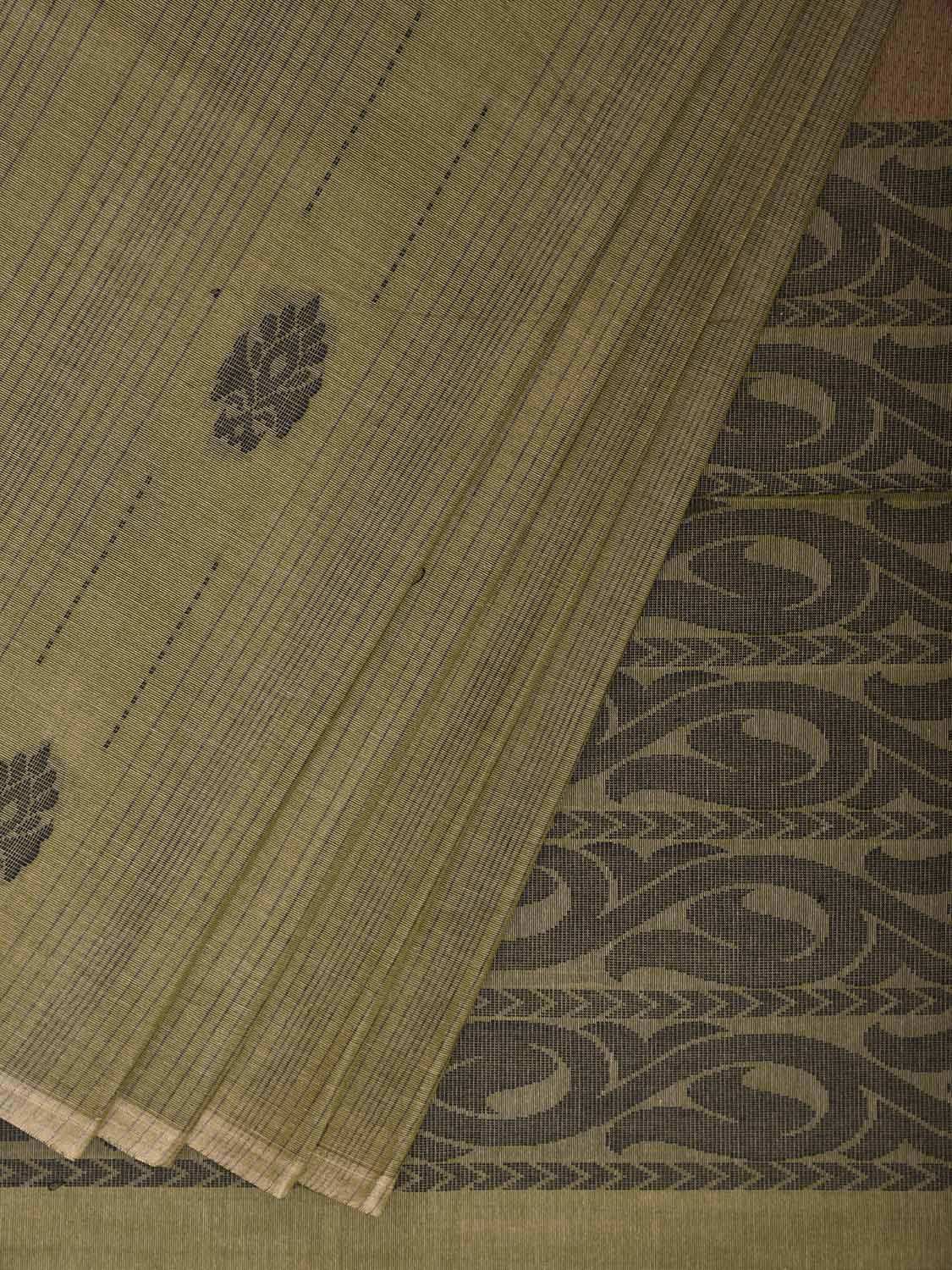 Light Green Venkatagiri Cotton Saree with Small Buta and Pallu Design v0248