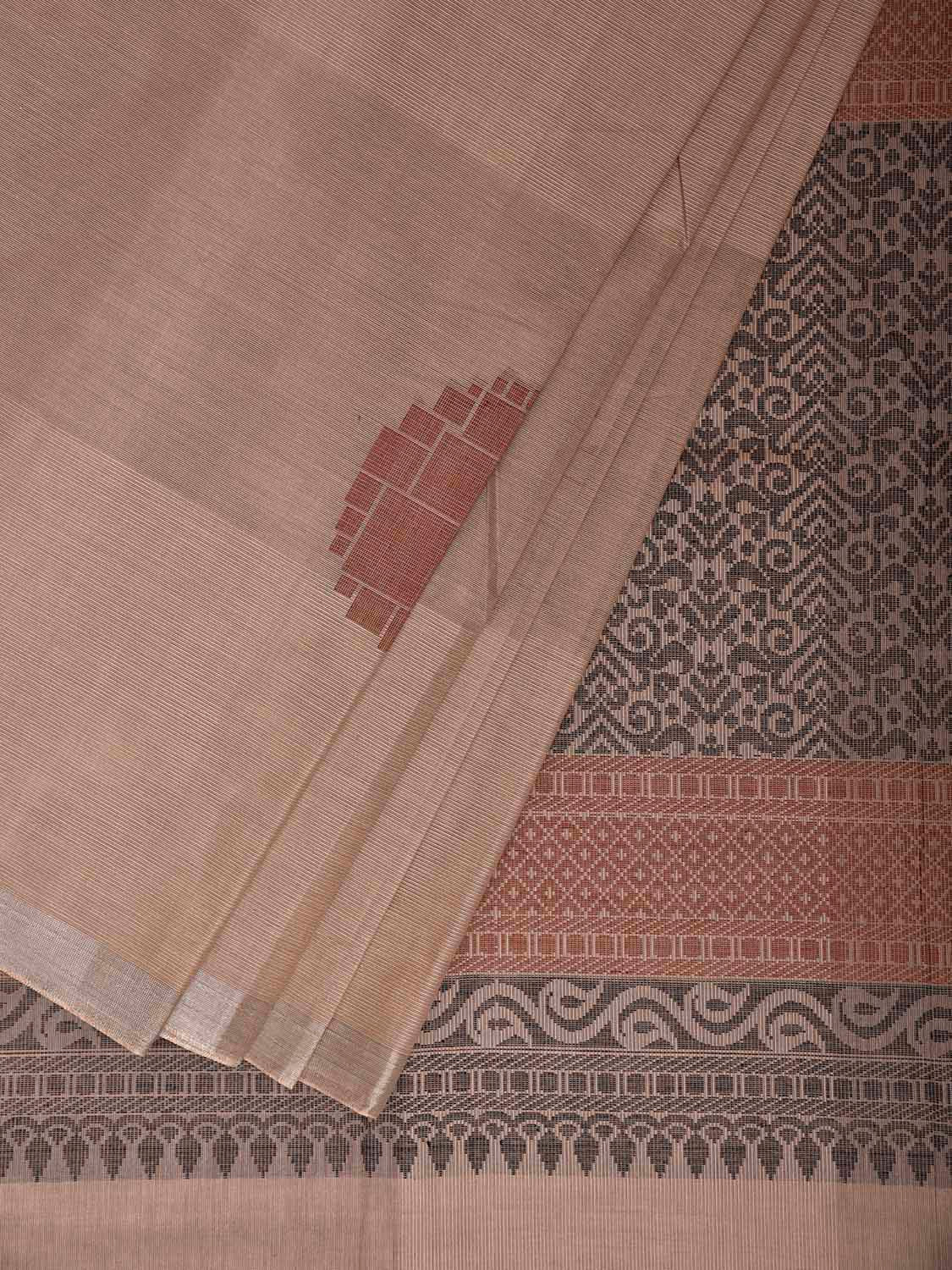 Light Red Venkatagiri Cotton Saree with Round Buta and Pallu Design v0249