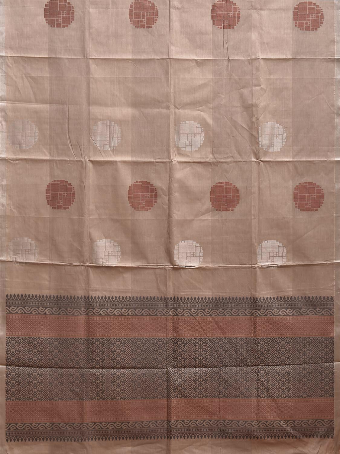 Light Red Venkatagiri Cotton Saree with Round Buta and Pallu Design v0249