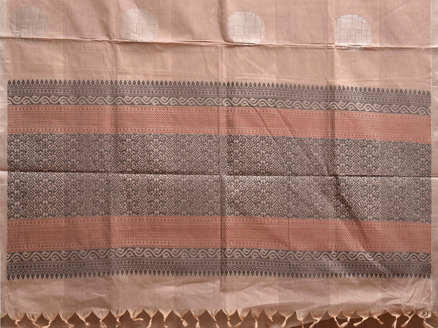 Light Red Venkatagiri Cotton Saree with Round Buta and Pallu Design v0249