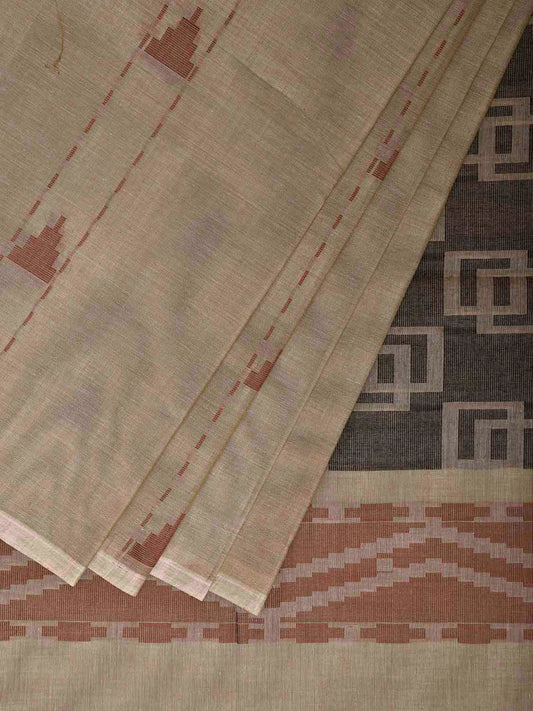 Light Green and Black Venkatagiri Cotton Saree with Small Buta and Pallu Design v0250