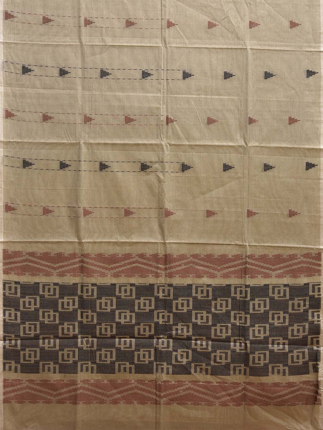 Light Green and Black Venkatagiri Cotton Saree with Small Buta and Pallu Design v0250