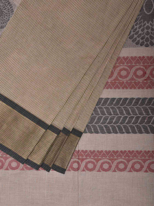 Green and White Venkatagiri Cotton Saree with Round Buta Design v0251