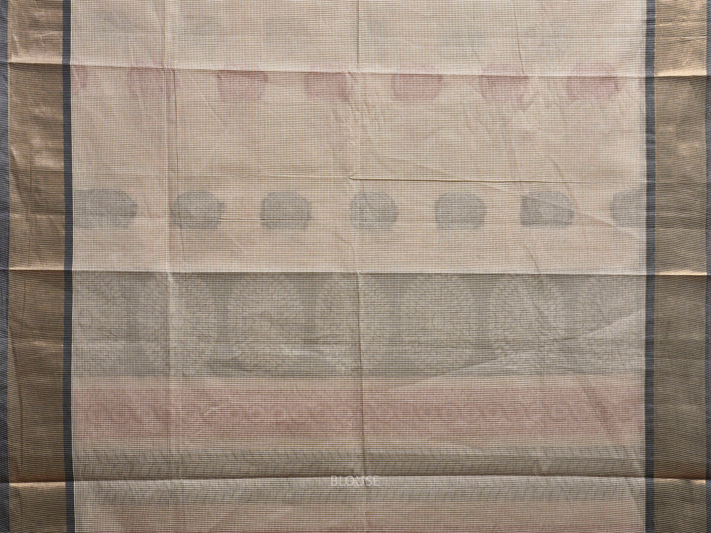 Green and White Venkatagiri Cotton Saree with Round Buta Design v0251