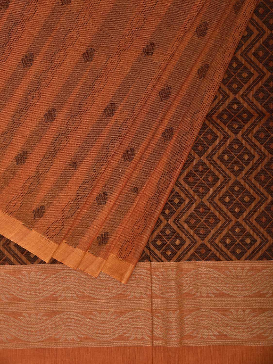 Orange Venkatagiri Cotton Saree with Small Buta and Pallu Design v0253