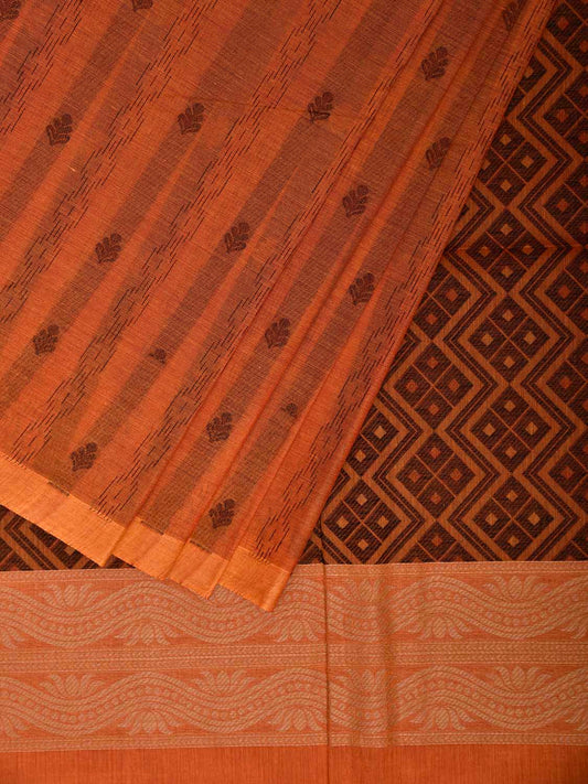 Orange Venkatagiri Cotton Saree with Small Buta and Pallu Design v0253