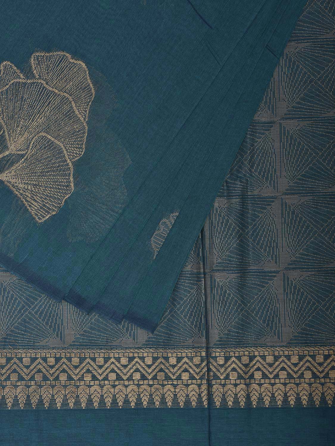 Blue Venkatagiri Cotton Saree with Leaves Buta Design v0254