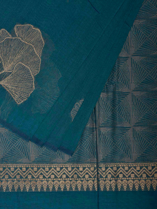 Blue Venkatagiri Cotton Saree with Leaves Buta Design v0254