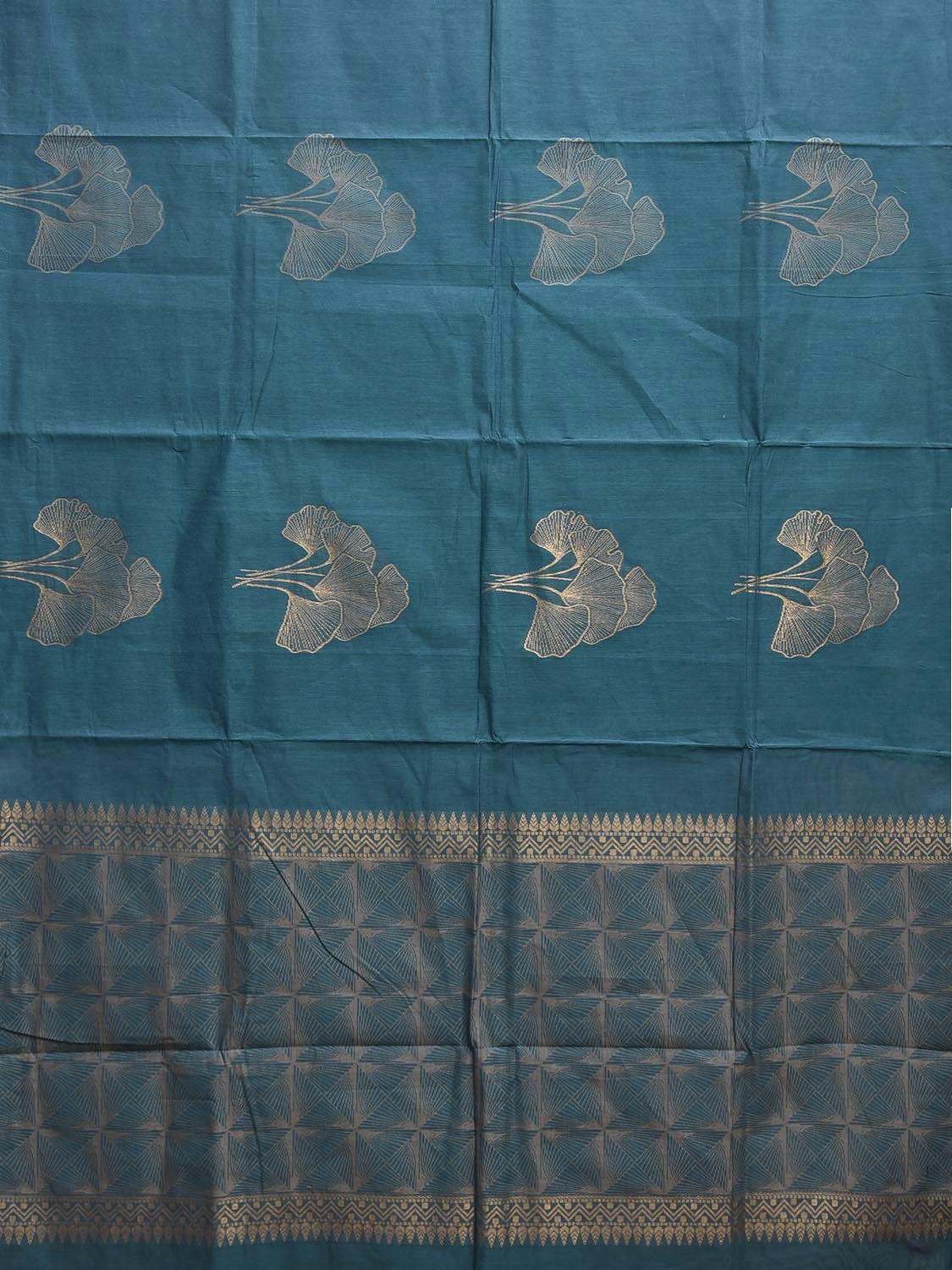 Blue Venkatagiri Cotton Saree with Leaves Buta Design v0254