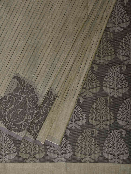 Light Green Venkatagiri Cotton Saree with Mango Border and Pallu Design v0260