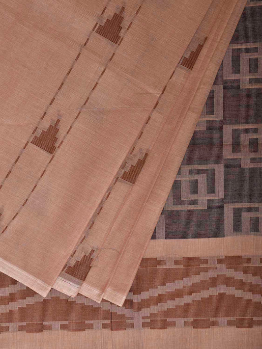 Light Fawn Venkatagiri Cotton Saree with Arrowhead Buta and Pallu Design v0261